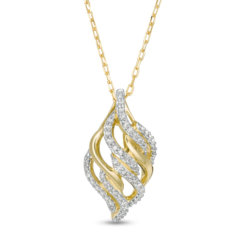 Main Image 1 of Wonder Woman™ Collection 0.18 CT. T.W. Diamond Flame Pendant in 10K Gold