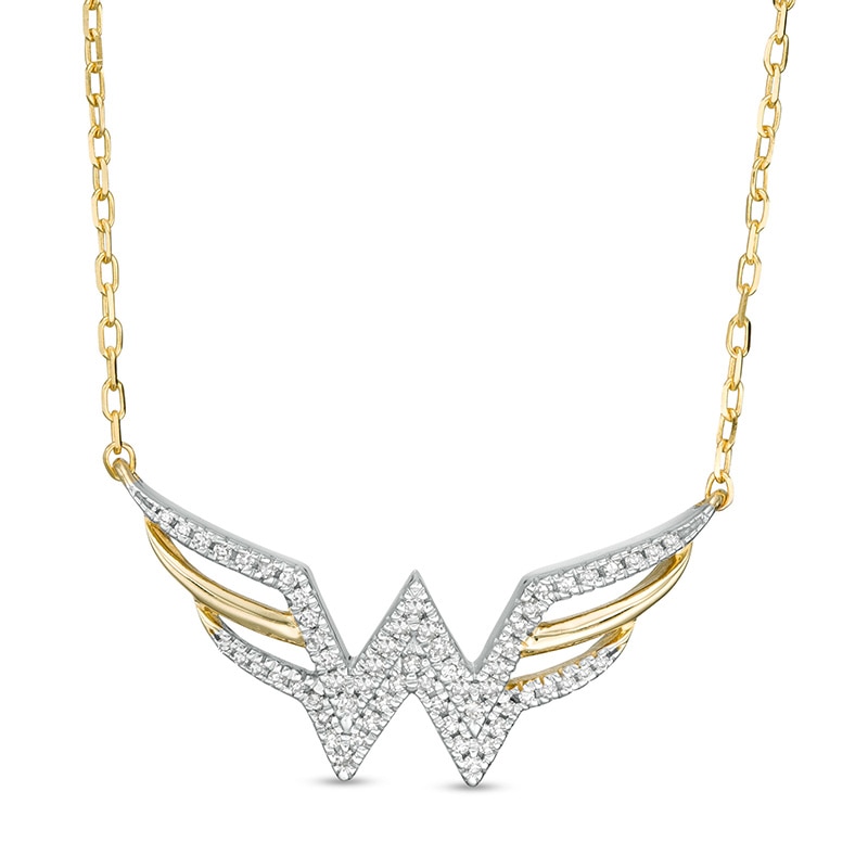 Main Image 1 of Wonder Woman™ Collection 0.115 CT. T.W. Diamond Symbol Necklace in 10K Gold