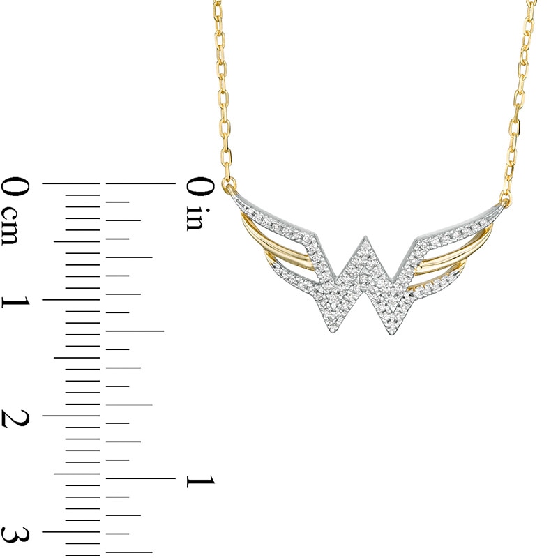 Main Image 3 of Wonder Woman™ Collection 0.115 CT. T.W. Diamond Symbol Necklace in 10K Gold
