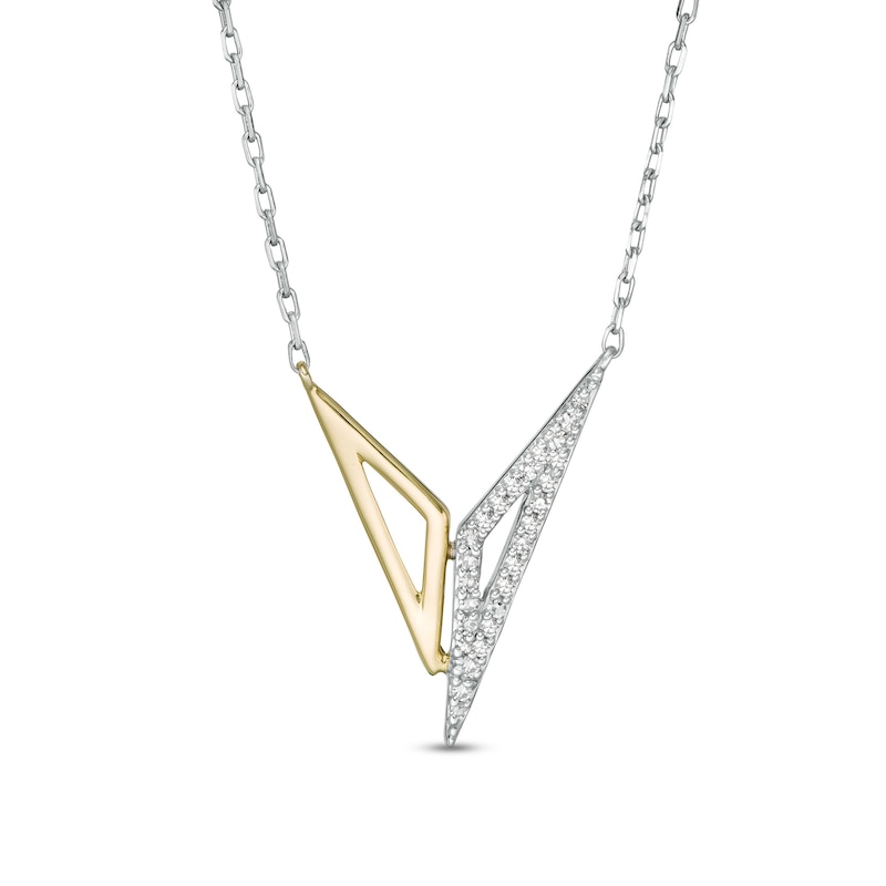 Main Image 1 of Wonder Woman™ Collection 0.085 CT. T.W. Diamond "Bracelets of Submission" Necklace in Sterling Silver and 10K Gold