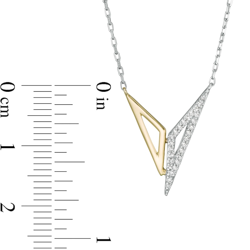 Main Image 3 of Wonder Woman™ Collection 0.085 CT. T.W. Diamond "Bracelets of Submission" Necklace in Sterling Silver and 10K Gold