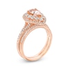 Thumbnail Image 2 of Pear-Shaped Morganite and 0.69 CT. T.W. Diamond Double Frame Bridal Set in 14K Rose Gold