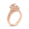 Thumbnail Image 2 of Pear-Shaped Morganite and 0.69 CT. T.W. Diamond Double Frame Bridal Set in 14K Rose Gold