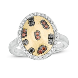 Wonder Woman™ Collection 0.30 CT. T.W. Multi-Colour and White Diamond Cheetah Ring in Sterling Silver and 10K Gold