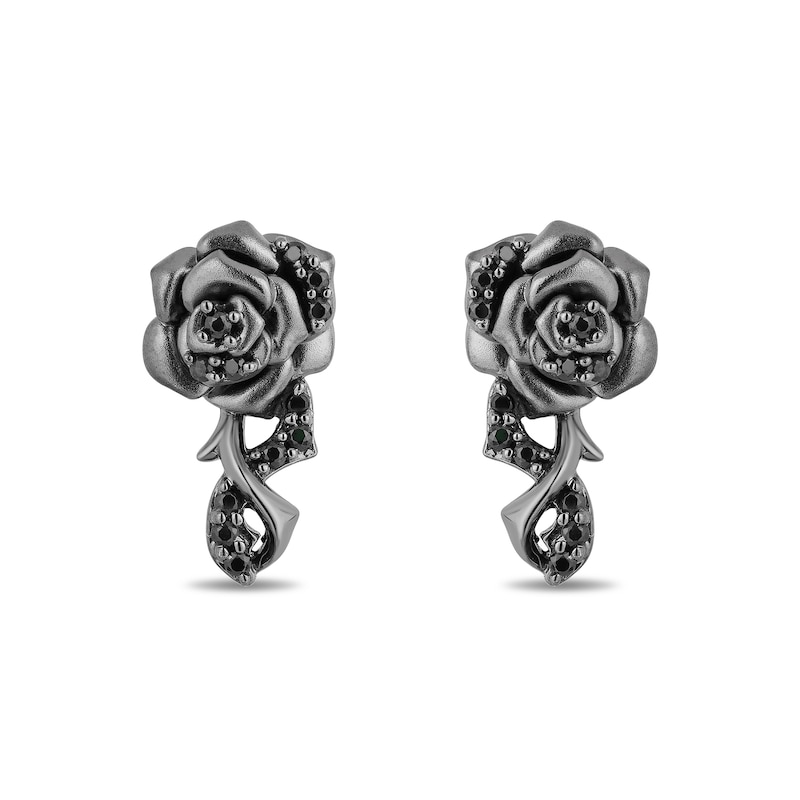 Enchanted Disney Villains Maleficent 0.18 CT. T.W. Black Diamond Rose Drop Earrings in Black Sterling Silver