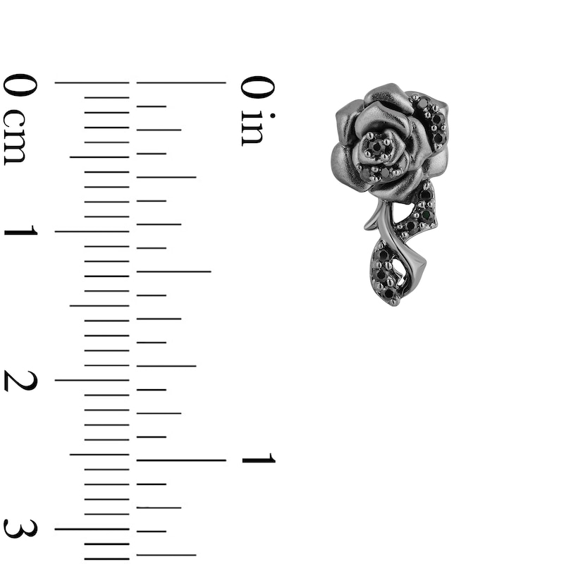 Main Image 3 of Enchanted Disney Villains Maleficent 0.18 CT. T.W. Black Diamond Rose Drop Earrings in Black Sterling Silver