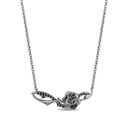 Enchanted Disney Villains Maleficent 0.145 CT. T.W. Black Diamond Rose Necklace in Black Sterling Silver