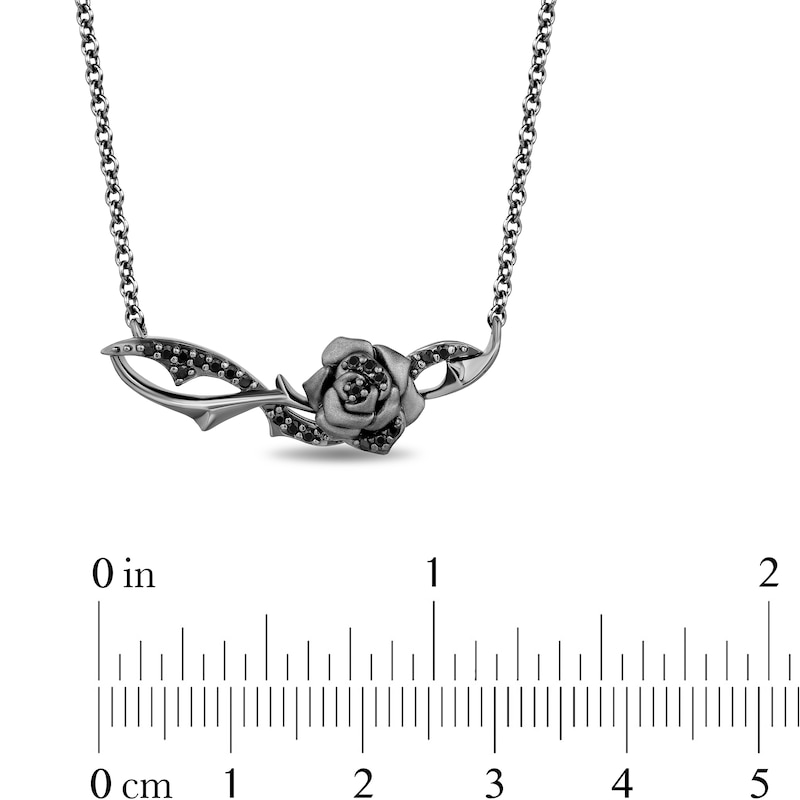 Enchanted Disney Villains Maleficent 0.145 CT. T.W. Black Diamond Rose Necklace in Black Sterling Silver