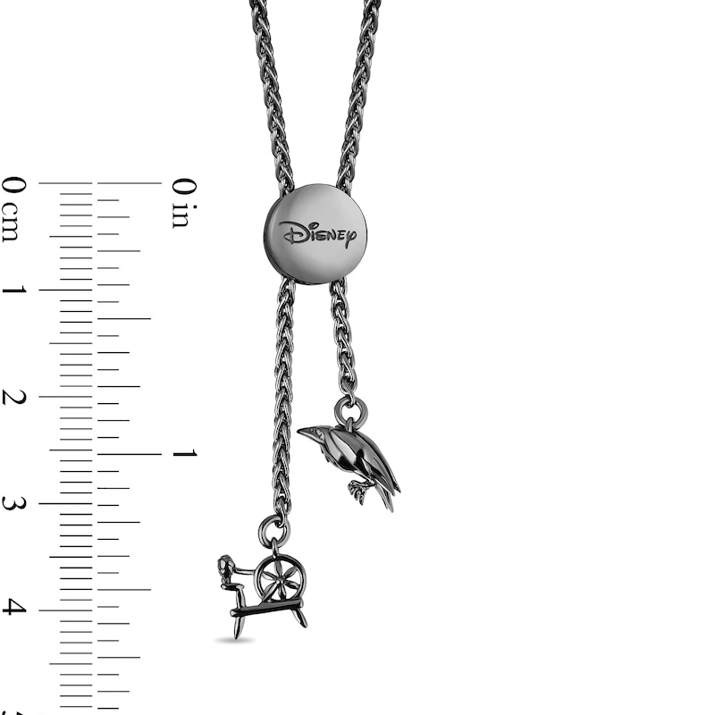 Main Image 3 of Enchanted Disney Villains Maleficent 0.145 CT. T.W. Black Diamond Rose Bolo Bracelet in Black Sterling Silver
