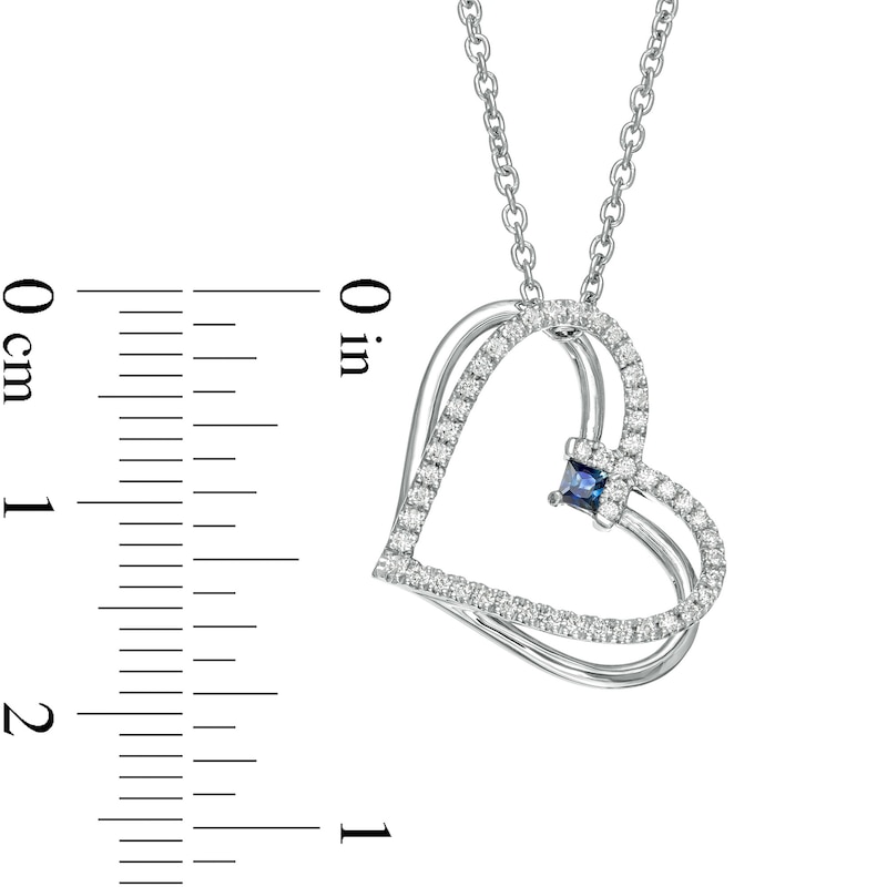 Main Image 4 of The Kindred Heart from Vera Wang Love Collection Sapphire and 0.18 CT. T.W. Diamond Heart Pendant in Sterling Silver
