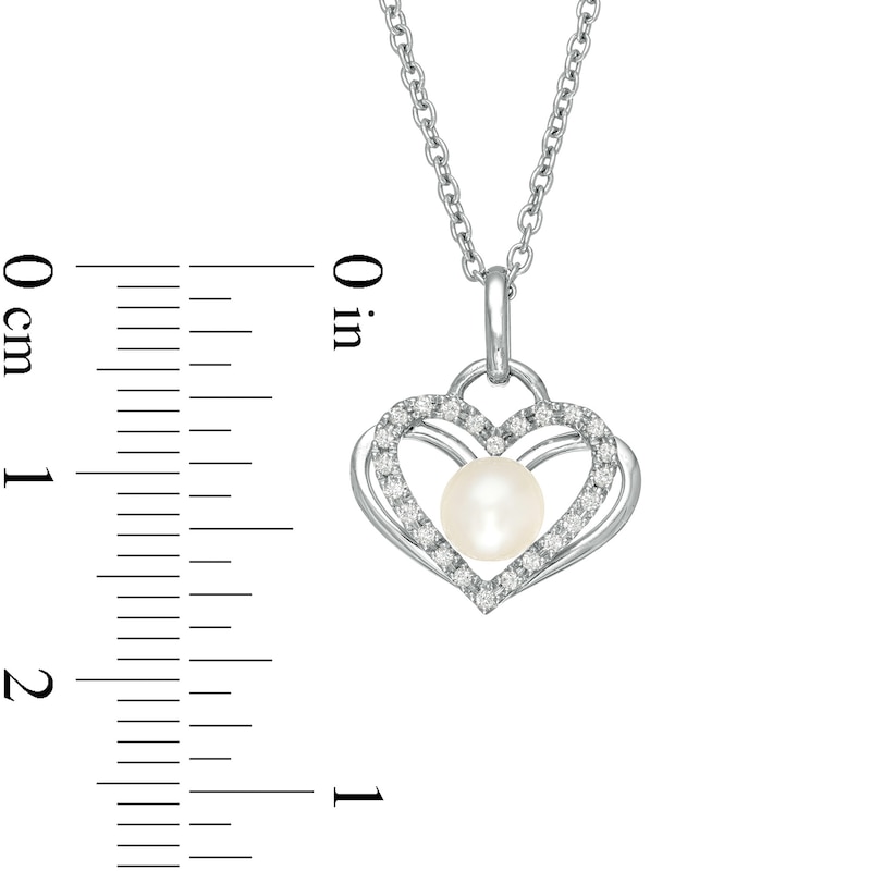 The Kindred Heart from Vera Wang Love Collection Cultured Freshwater Pearl and Diamond Pendant in Sterling Silver - 19"