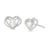 Thumbnail Image 0 of The Kindred Heart from Vera Wang Love Collection Cultured Freshwater Pearl and Diamond Stud Earrings in Sterling Silver