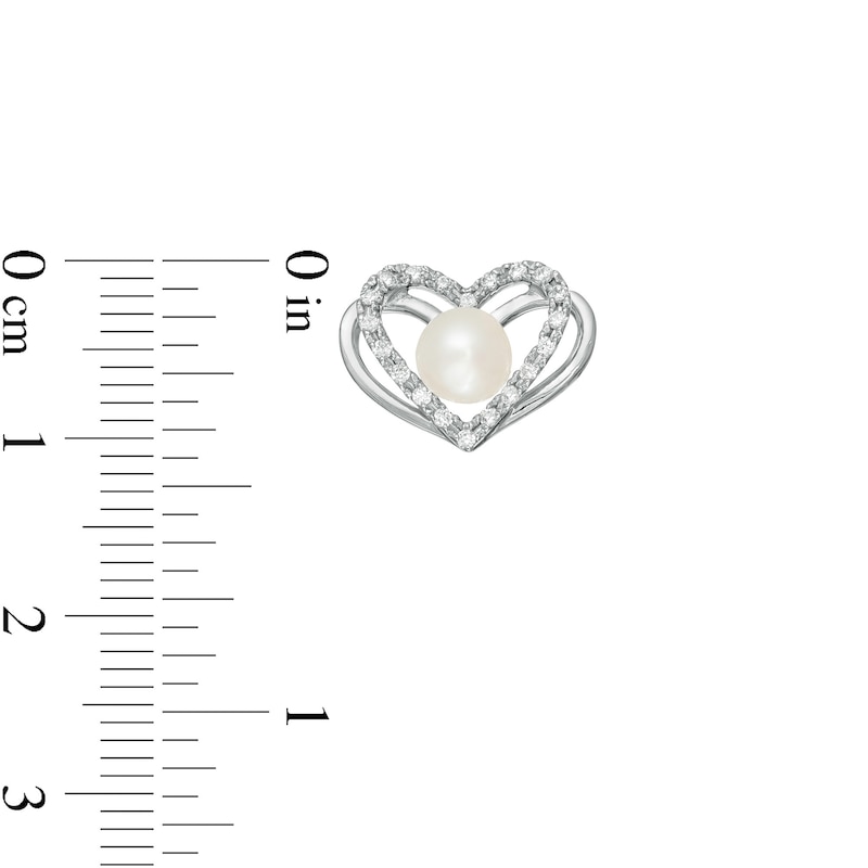 The Kindred Heart from Vera Wang Love Collection Cultured Freshwater Pearl and Diamond Stud Earrings in Sterling Silver