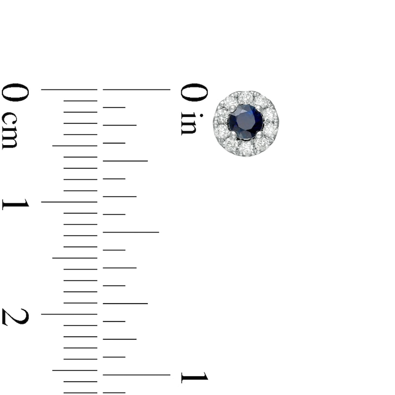 Main Image 4 of Vera Wang Love Collection 3.0mm Blue Sapphire and 0.146 CT. T.W. Diamond Frame Stud Earrings in Sterling Silver