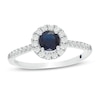 Thumbnail Image 0 of Vera Wang Love Collection 5.0mm Blue Sapphire and 0.23 CT. T.W. Diamond Frame Ring in Sterling Silver