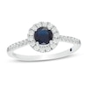 Thumbnail Image 1 of Vera Wang Love Collection 5.0mm Blue Sapphire and 0.23 CT. T.W. Diamond Frame Ring in Sterling Silver
