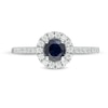 Thumbnail Image 3 of Vera Wang Love Collection 5.0mm Blue Sapphire and 0.23 CT. T.W. Diamond Frame Ring in Sterling Silver
