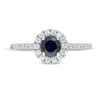 Thumbnail Image 4 of Vera Wang Love Collection 5.0mm Blue Sapphire and 0.23 CT. T.W. Diamond Frame Ring in Sterling Silver