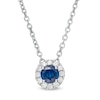 Thumbnail Image 0 of Vera Wang Love Collection 4.0mm Blue Sapphire and 0.085 CT. T.W. Diamond Frame Pendant in Sterling Silver - 19"