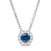 Thumbnail Image 1 of Vera Wang Love Collection 4.0mm Blue Sapphire and 0.085 CT. T.W. Diamond Frame Pendant in Sterling Silver - 19"