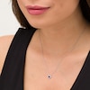 Thumbnail Image 1 of Vera Wang Love Collection 4.0mm Blue Sapphire and 0.085 CT. T.W. Diamond Frame Pendant in Sterling Silver - 19"