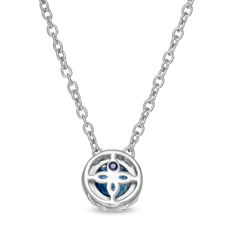 Main Image 3 of Vera Wang Love Collection 4.0mm Blue Sapphire and 0.085 CT. T.W. Diamond Frame Pendant in Sterling Silver - 19"