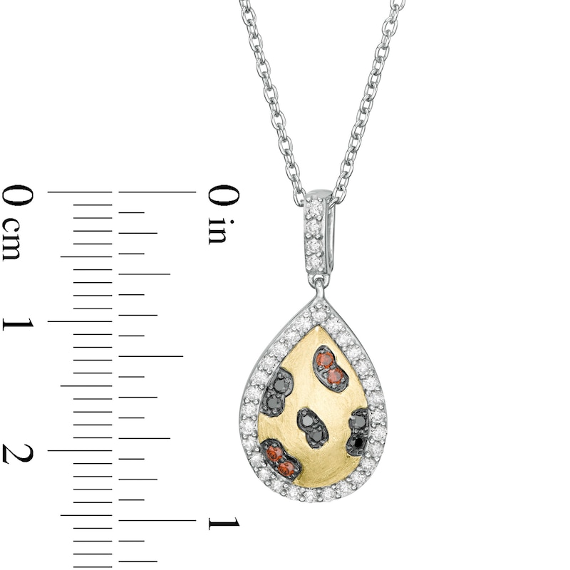 Main Image 3 of Wonder Woman™ Collection 0.30 CT. T.W. Multi-Colour and White Diamond Cheetah Pendant in Sterling Silver and 10K Gold