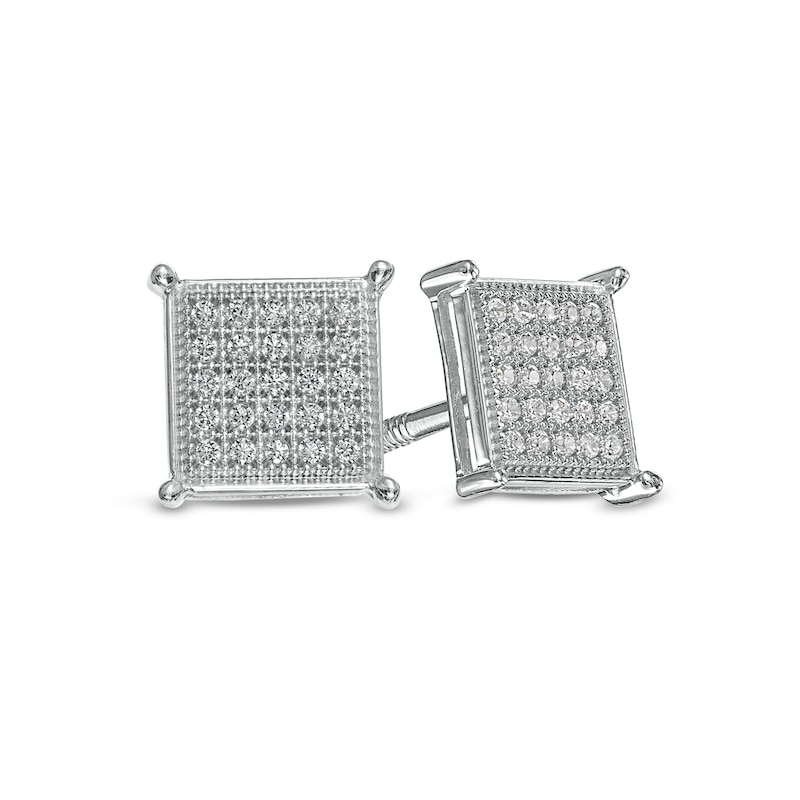 Men's 0.15 CT. T.W. Composite Diamond Square Stud Earrings in 10K White Gold|Peoples Jewellers