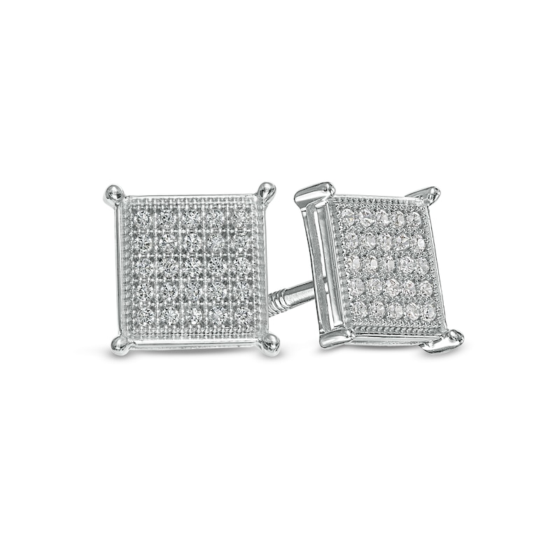 Men's 0.15 CT. T.W. Composite Diamond Square Stud Earrings in 10K White Gold