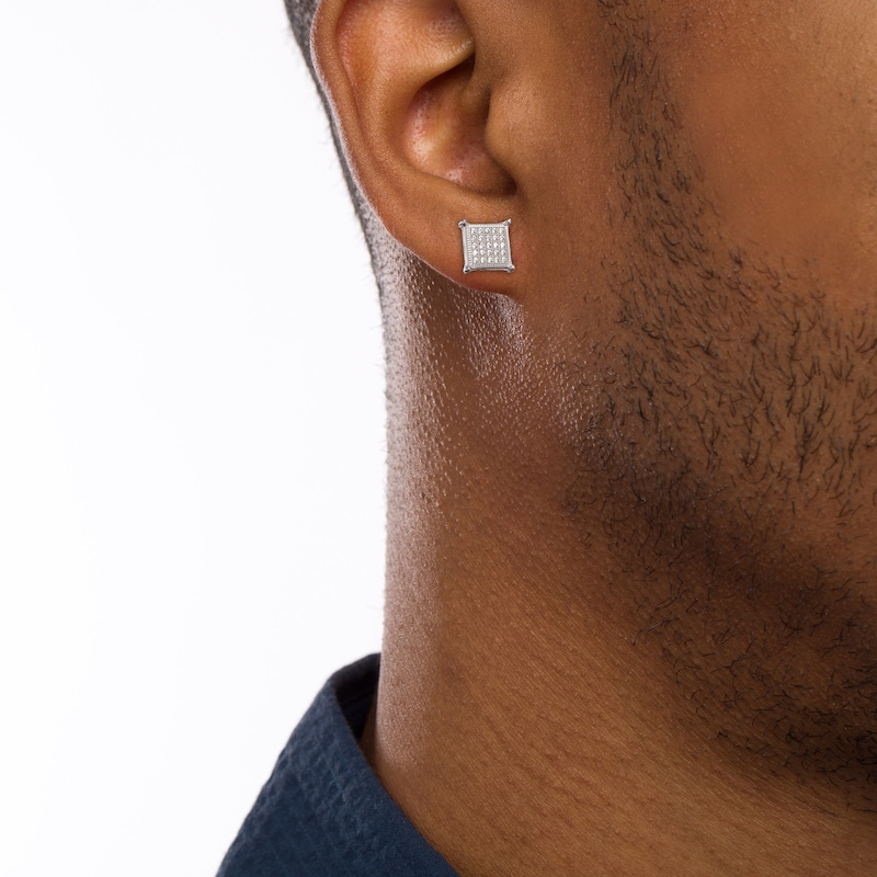 Men's 0.15 CT. T.W. Composite Diamond Square Stud Earrings in 10K White Gold