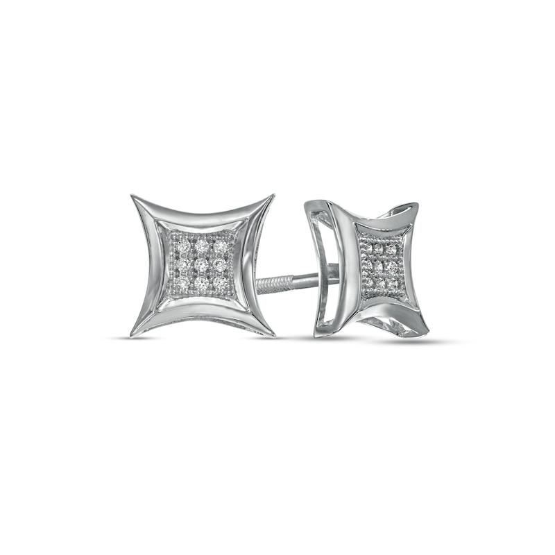Men's 0.05 CT. T. W. Composite Diamond Concave Square Stud Earrings in 10K White Gold|Peoples Jewellers