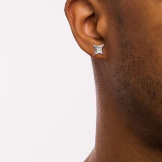 Men's 0.05 CT. T. W. Composite Diamond Concave Square Stud Earrings in 10K White Gold
