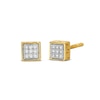 Thumbnail Image 0 of Men's 0.05 CT. T.W. Composite Diamond Greek Key Border Square Stud Earrings in 10K Gold