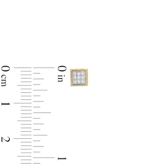 Men's 0.05 CT. T.W. Composite Diamond Greek Key Border Square Stud Earrings in 10K Gold