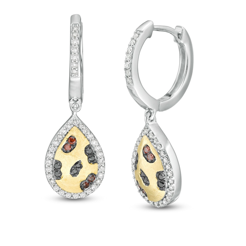 Wonder Woman™ Collection 0.30 CT. T.W. Multi-Colour and White Diamond Cheetah Earrings in Sterling Silver and 10K Gold