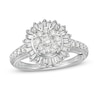 Thumbnail Image 0 of Marilyn Monroe™ Collection 0.95 CT. T.W. Composite Diamond Sunburst Frame Engagement Ring in 14K White Gold