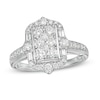 Thumbnail Image 0 of Marilyn Monroe™ Collection 0.95 CT. T.W. Composite Rectangle Diamond Ornate Frame Engagement Ring in 14K White Gold