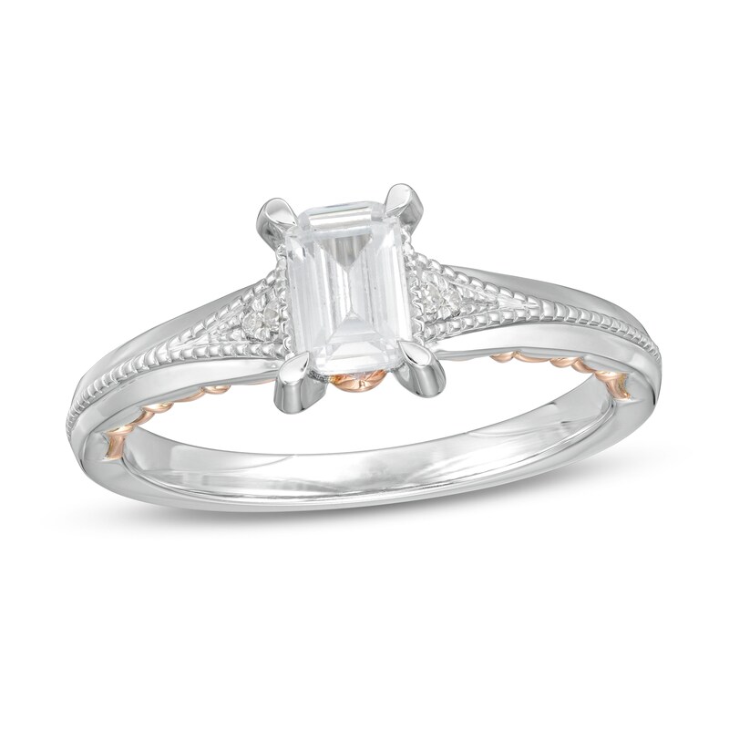 0.72 CT. T.W. Certified Emerald-Cut Diamond Vintage-Style Engagement Ring in 14K Two-Tone Gold (I/I1)