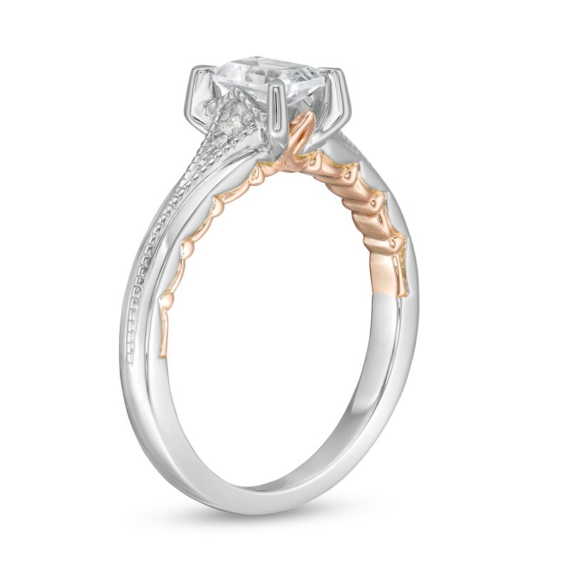 Main Image 3 of 0.72 CT. T.W. Certified Emerald-Cut Diamond Vintage-Style Engagement Ring in 14K Two-Tone Gold (I/I1)
