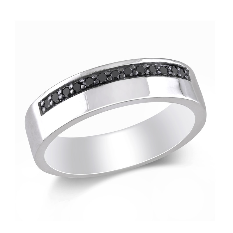 Men's 0.20 CT. T.W. Black Diamond Ribbon Band in Sterling Silver|Peoples Jewellers