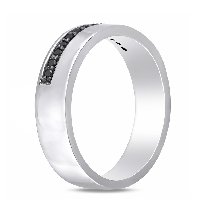 Main Image 3 of Men's 0.20 CT. T.W. Black Diamond Ribbon Band in Sterling Silver