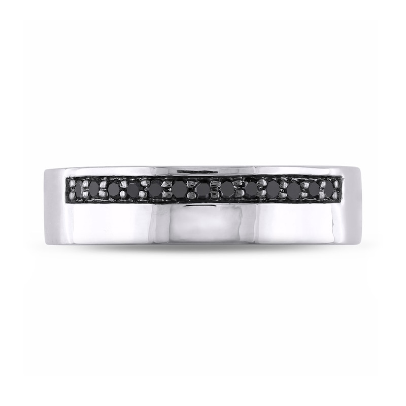 Main Image 4 of Men's 0.20 CT. T.W. Black Diamond Ribbon Band in Sterling Silver