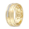 Thumbnail Image 3 of Men's 0.09 CT. T.W. Diamond Slant Stepped Edge Band in Sterling Silver with Yellow Rhodium