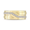 Thumbnail Image 4 of Men's 0.09 CT. T.W. Diamond Slant Stepped Edge Band in Sterling Silver with Yellow Rhodium