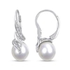Thumbnail Image 1 of 9.0-9.5mm Baroque Freshwater Cultured Pearl and 0.04 CT. T.W. Diamond Flame Drop Earrings in Sterling Silver