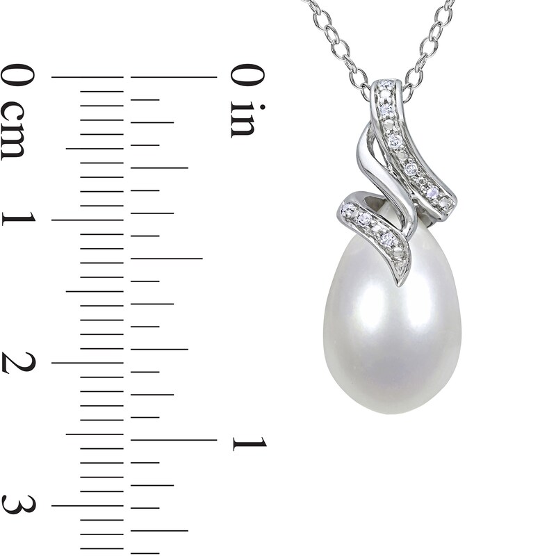 9.0-9.5mm Baroque Freshwater Cultured Pearl and 0.04 CT. T.W. Diamond Flame Pendant in Sterling Silver