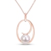 Thumbnail Image 0 of 9.0-9.5mm Cultured Freshwater Pearl Open Looping Oval Frame Pendant in Sterling Silver with Rose Rhodium