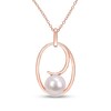 Thumbnail Image 1 of 9.0-9.5mm Freshwater Cultured Pearl Open Looping Oval Frame Pendant in Sterling Silver with Rose Rhodium