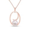 Thumbnail Image 0 of 9.0-9.5mm Cultured Freshwater Pearl Open Looping Oval Frame Pendant in Sterling Silver with Rose Rhodium