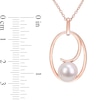 Thumbnail Image 1 of 9.0-9.5mm Cultured Freshwater Pearl Open Looping Oval Frame Pendant in Sterling Silver with Rose Rhodium